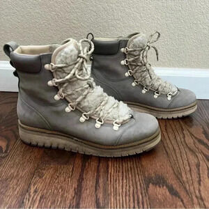 Cole Haan Zerogrand ZG Women’s Leather Faux Fur Hiking Boots Charcoal Size 7.5